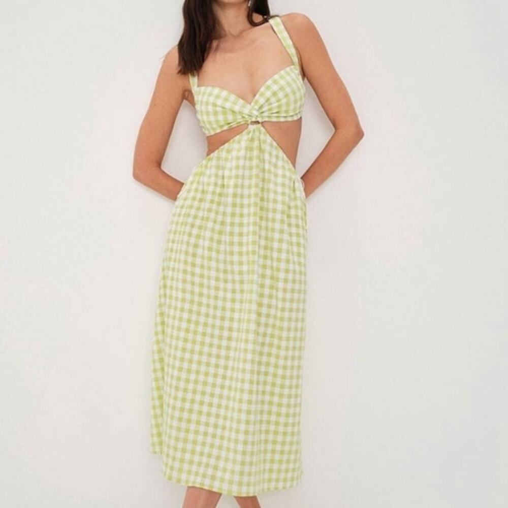 NWT For Love & Lemons Maureen Midi‎ Gingham Dress Size XS
